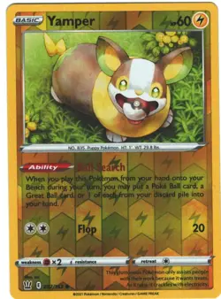 Yamper 52/163 Battle Styles Reverse Holo Common Pokemon TCG - Image 1