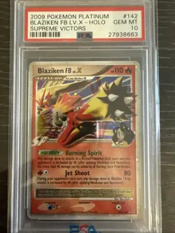 Pokemon Blaziken FB Lv.X Supreme Victors Holo Ultra Rare #142 PSA 10 Gem Mint - Image 1