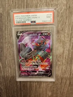 2022 Pokemon Silver Tempest HISUIAN ARCANINE V Full Art 179/195 PSA 9 - Image 1