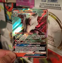 Pokemon Alolan Marowak GX SM187 Sm Holo DMG. - Image 1