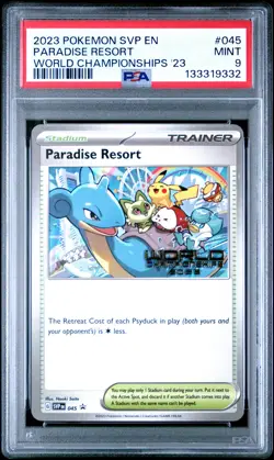 2023 POKEMON SVP EN-SV BLACK STAR PROMO #045 PARADISE RESORT PSA 9 - Image 1