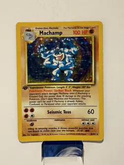1999 Pokemon TCG Machamp Holo 1st Edition Base Set #8/102 Vintage LP/MP - Image 1