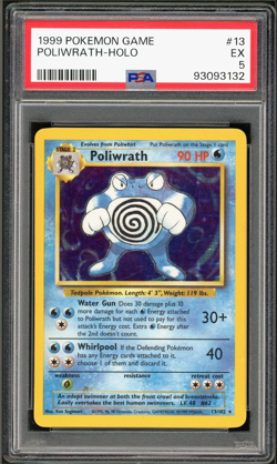 PSA 5 Base Set Unlimited Poliwrath 13/102 PINK HOLO Pokemon Cards 1999🔥 - Image 1