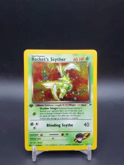 Rocket’s Scyther 13/132 Gym Heroes 1st Edition Holo MP Pokemon Card - Image 1