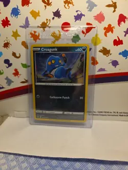 POKEMON CROAGUNK SWSH245 PROMO BLACK STAR COSMOS HOLO WITH HD SWIRL NM SEE PICS - Image 2