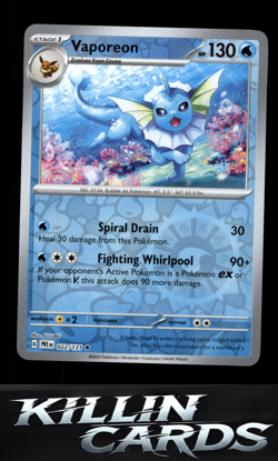 Reverse Holofoil Vaporeon 022/131 Pokemon Rare SV: Prismatic Evolutions Card NM - Image 1