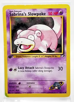Sabrina's Slowpoke First Edition 95/132 Pokemon Card 2000 Gym Heroes HP/DMG - Image 1