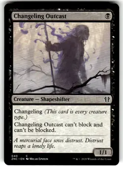 Changeling Outcast Commander: Zendikar Rising Regular MTG NM - Image 1