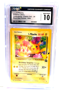 2021 POKEMON GEM MINT ___'S PIKACHU BLACK STAR PROMO HOLO GRADE 10 AWESOME ! - Image 1