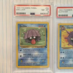 Pokemon TCG Shellder #54 & Cloyster #32 Fossil PSA 8 Card Lot English 1999 - Image 1