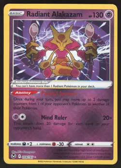 Radiant Alakazam 059/195 Pokemon TCG Silver Tempest NM - Image 1