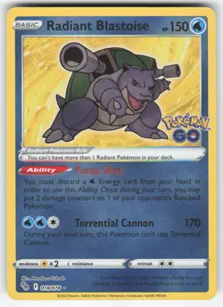 Radiant Blastoise 018/078 Pokemon TCG Pokemon GO NM - Image 1