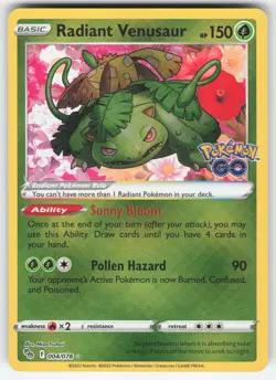 Radiant Venusaur 004/078 Pokemon TCG Pokemon GO NM - Image 1