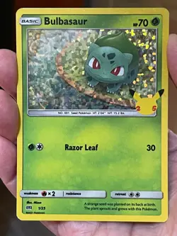 POKEMON BULBASAUR 1/25 PROMO MCDONALDS HOLOFOIL CONFETTI NM CARD - Image 1