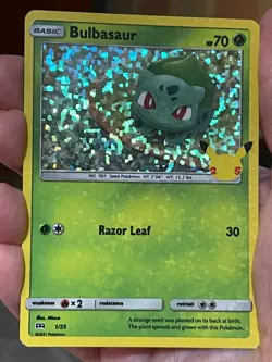 POKEMON BULBASAUR 1/25 PROMO MCDONALDS HOLOFOIL CONFETTI NM CARD - Image 2