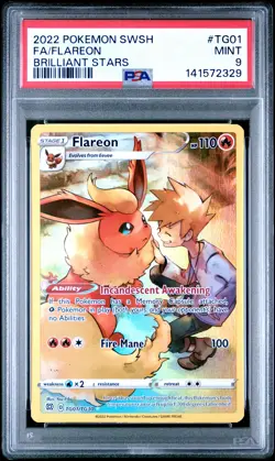 2022 POKEMON SWORD & SHIELD BRILLIANT STARS #TG01 FULL ART/FLAREON PSA 9 - Image 1