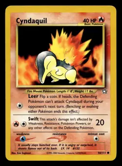 Cyndaquil 56/111 Common Neo Genesis WOTC Pokemon NM - Image 1