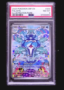 2023 POKEMON OBF EN-OBSIDIAN FLAMES ILLUSTRATION RARE #200 PALAFIN PSA 8 - Image 1