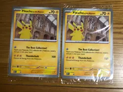 Pokemon En Promo Card Pikachu At The Museum Oversize Card x 2 New - Image 1