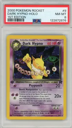 2000 POKEMON ROCKET 1ST EDITION #9 DARK HYPNO-HOLO PSA 8 - Image 1