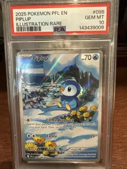 2025 Pokemon Phantasmal Flames 098/094 Illustration Rare Piplup PSA 10 - Image 1
