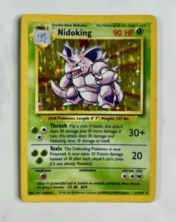 Nidoking 1999 Pokemon Game Base Set Unlimited Holo #11/102 * Heavy Play - Image 1