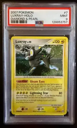 2007 POKEMON DIAMOND & PEARL #7 LUXRAY HOLO PSA 9 - Image 1