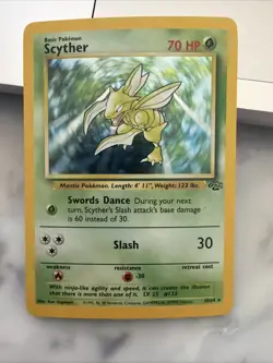 1999 Pokemon TCG Scyther 10/64 Jungle Set Holo Rare Card Vintage WOTC LP - Image 1