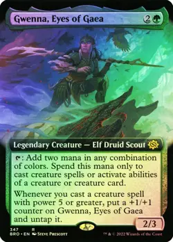 NM+ FOIL MTG Gwenna, Eyes of Gaea Extended Art The Brother's War #347 Magic Card - Image 1