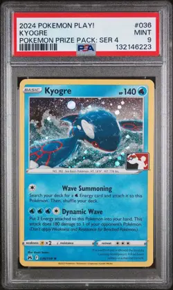 2024 Pokemon Play! Kyogre Pokemon Prize Pack Series 4 PSA 9 - Image 1