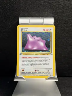 Pokemon TCG 1st Edition Ditto Holo Rare 3/62 1999 Vintage Fossil - Image 1