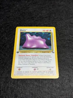 Pokemon TCG 1st Edition Ditto Holo Rare 3/62 1999 Vintage Fossil - Image 2
