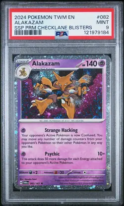 2024 POKEMON TWM EN-TWILIGHT MASQUERADE #082 ALAKAZAM PSA 9 - Image 1