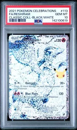 Reshiram #113 2021 Pokemon Celebrations Classic Collection PSA 10 Gem Mint - Image 1