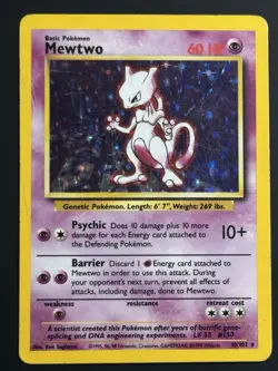 Pokemon Mewtwo 10/102 Holo Unlimited Base Set HP - Image 1