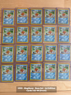 1999 Pokemon Magikarp 1st Edition Shadowless Base Set – Lot of 80 – Near Mint - Image 3