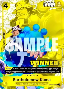 Bartholomew Kuma RARE WINNER CHAMPIONSHIP ALT ART OP09-108 ONE PIECE TCG MINT NM - Image 1