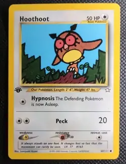 Hoothoot Neo Genesis 1st Edition Common Pokemon Card 60/111 - Near Mint NM - Image 1