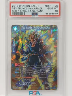 2019 Dragon Ball Super Card SS3 Trunks #BT7-126 Foil Gold Stamp PSA 10 GEM MINT - Image 1