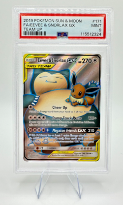 2019 Pokemon S&M Team Up Eevee & Snorlax GX #171 | FULL ART | PSA 9 MINT - Image 1