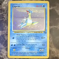 Pokemon TCG Lapras Fossil 10/62 Unlimited Holo Rare English WOTC MP Condition - Image 1