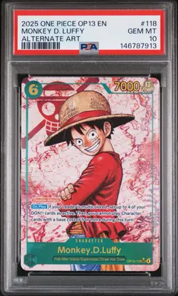 2025 One Piece Monkey D Luffy OP13-118 Carrying On His Will Alt Art SEC PSA 10 - Image 1