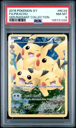 2016 POKEMON XY GENERATIONS RADIANT COLL #RC29 FULL ART/PIKACHU PSA 8 - Image 1