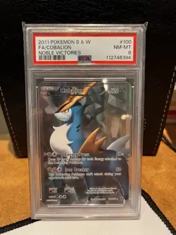 Cobalion 100/101 Full Art PSA 8 Mint Black and White Noble Victories Pokemon TCG - Image 1