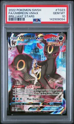 2022 POKEMON SWORD & SHIELD BRILLIANT STARS #TG23 FULL ART/UMBREON VMAX PSA 10 - Image 1
