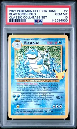 2021 POKEMON CELEBRATIONS CLASSIC COLL #2 BLASTOISE-HOLO PSA 10 - Image 1