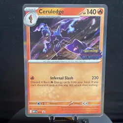 Pokemon TCG Phantasmal Flames Ceruledge Holo Prerelease Promo Staff Stamped NM - Image 1