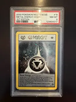PSA 8 1st Edition Metal Energy Holo #19 Pokemon Neo Genesis - Image 1