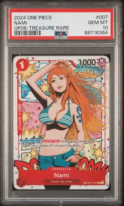 Nami One Piece Wings of the Captain OP06 Treasure Rare PSA 10 - Image 1