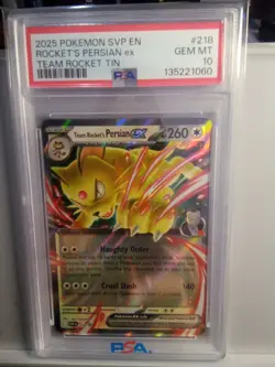 2025 Pokemon Svp En Rockets Persian Team Rocket Tin #218/ Promo Psa 10 - Image 1
